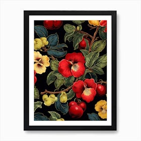 Winter Pansy 1 William Morris Style Winter Florals Art Print