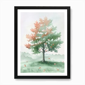 Maple Tree Atmospheric Watercolour Painting 3 Art Print