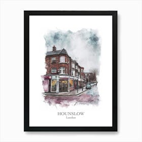 Hounslow London Borough   Street Watercolour 4 Poster Art Print