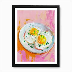 Pink Breakfast Food Scrambled Eggs 2 Art Print