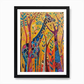 Abstract Pattern Of A Giraffe With Its Head In The Tree Art Print