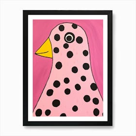 Pink Polka Dot Mallard Duck Art Print