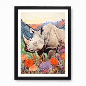 Pencil Style Illustration Of Colourful Rhino 4 Affiche