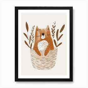 Cat In A Basket Art Print