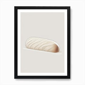 French Bread Bakery Product Minimalist Line Drawing 1 Art Print