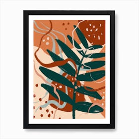 Abstract Modern Leaf Green 1 Art Print