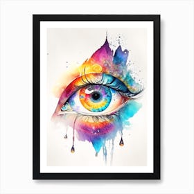 Mandala With An Eye, Symbol, Third Eye Watercolour 1 Art Print