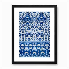 Blue And White Flora Chinese Porcelain Art On Print Art Print