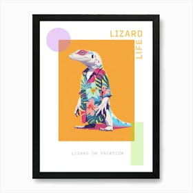 Lizard In A Floral Shirt Modern Colourful Abstract Illustration 3 Poster Affiche