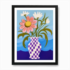 Wild Flowers Blue Tones In Vase 2 Art Print