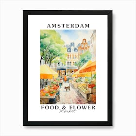 Food Market With Cats In Amsterdam 2 Poster Art Print