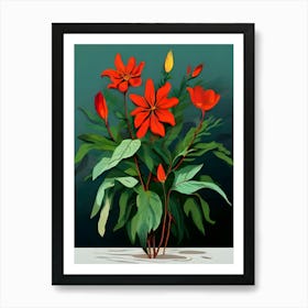 Red Flowers In A Vase Art Print