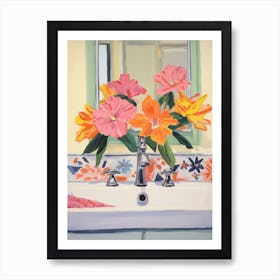 A Vase With Hibiscus, Flower Bouquet 4 Art Print