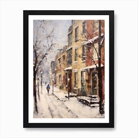 Vintage Winter Painting Boston Usa 1 Art Print