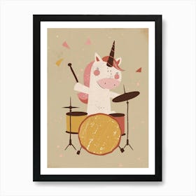 Unicorn Playing Drums Muted Pastel 1 Art Print