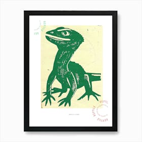 Forest Green Anoles Lizard Bold Block Colour 1 Poster Art Print