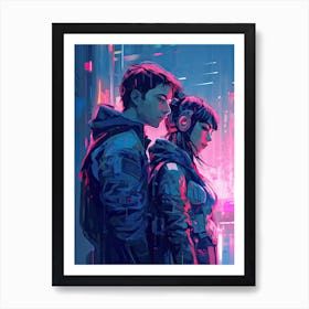 Cyberpunk couple Art Print