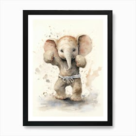 Elephant Painting Boxing Watercolour 2 Art Print