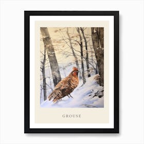 Winter Watercolour Grouse 3 Poster Art Print