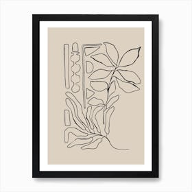 Drawing Of A Plant Line Drawing Art Print