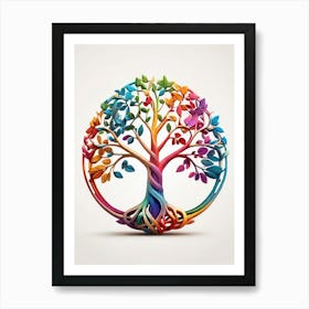 Default Stylized 3d Tree Of Life In Bright Rainbow Colors On A 0 (1) Art Print