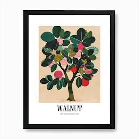 Walnut Tree Colourful Illustration 2 Poster Art Print