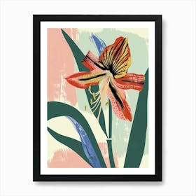 Colourful Flower Illustration Amaryllis 1 Art Print
