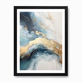 Gold And Blue Abstract Painting 5 Art Print