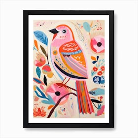 Pink Scandi Sparrow 2 Art Print