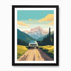 A Chevrolet Silverado Car In Icefields Parkway Flat Illustration 2 Art Print