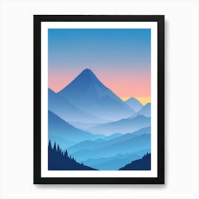 Misty Mountains Vertical Composition In Blue Tone 167 Art Print