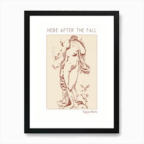 Line Art Minimalist – Hebe After The Fall By Hugues Merle (1880) – Classic Painting 1 Art Print