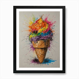 Rainbow Ice Cream Cone 5 Art Print