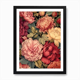 Peony Flower Seamless Pattern 1 Art Print