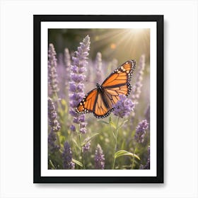 Monarch Butterfly On Lavender 6 Art Print