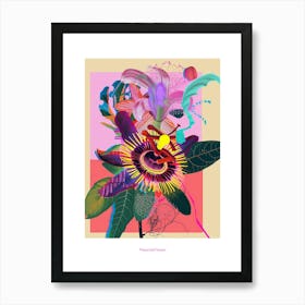 Passionflower 1 Neon Flower Collage Poster Art Print