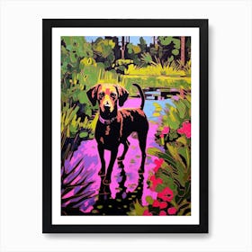 A Painting Of A Dog In Brooklyn Botanic Garden, Usa In The Style Of Pop Art 01 Art Print