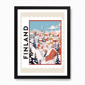 Retro Winter Stamp Poster Helsinki Finland 2 Art Print