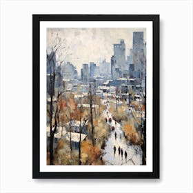 Winter City Park Painting High Line Park New York City 2 Art Print