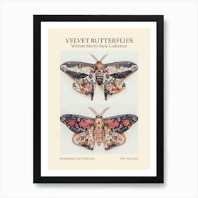 Velvet Butterflies Collection Shimmering Butterflies William Morris Style 4 Art Print