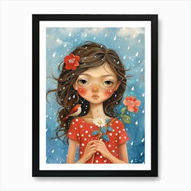 Little Girl In The Rain Art Print