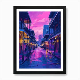 Bourbon Street Retro Pop Art Illustration (1) Art Print