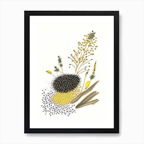 Black Mustard Seed Spices And Herbs Pencil Illustration 3 Art Print