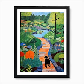 Painting Of A Dog In Gothenburg Botanical Garden, Sweden In The Style Of Matisse 04 Art Print