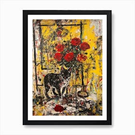 Rose With A Cat 4 Abstract Expressionism  Art Print