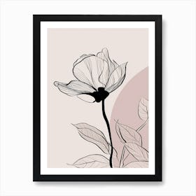 Lilies Line Art Flowers Illustration Neutral 6 Art Print