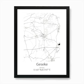 Geseke,Germany Minimalist Map Art Print