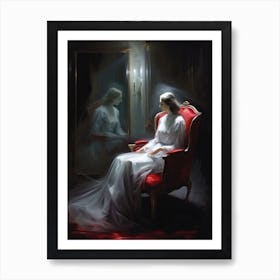 Woman In A Red Chair Art Print