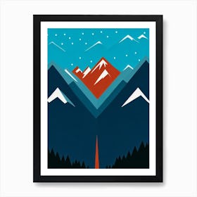 Adelboden, Switzerland Modern Illustration Skiing Poster Art Print