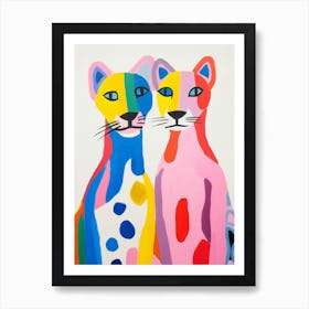 Colourful Kids Animal Art Mountain Lion 2 Art Print